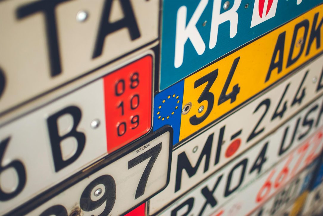 Collection of European license plates from different countries
