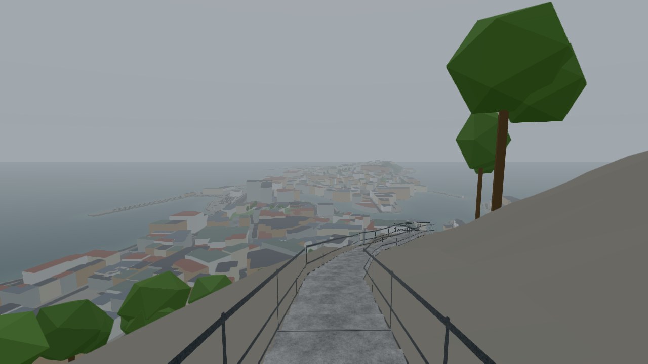 After the Bloom: a hillside path looking down on Ålesund and the coast