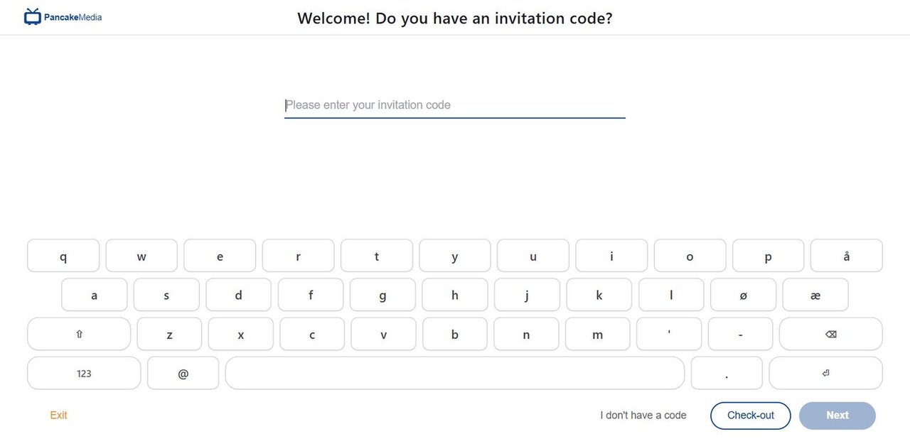 The Visitation welcome screen: invited guests enter their code, everyone else taps "I don't have a code"